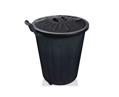 Lixeira 100 litros redonda com tampa e rodas preto Arqplast  