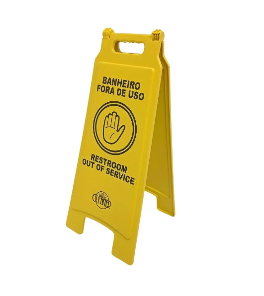 Placa sinalizadora Em Manutenção com adesivo da marca Cleaner