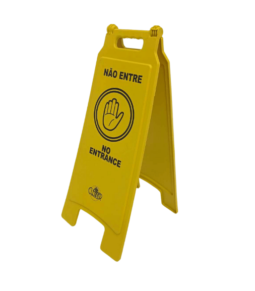Placa sinalizadora Não entre com adesivo da marca Cleaner