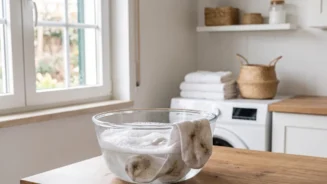 bacia com agua , sabão e como desencardir meias brancas