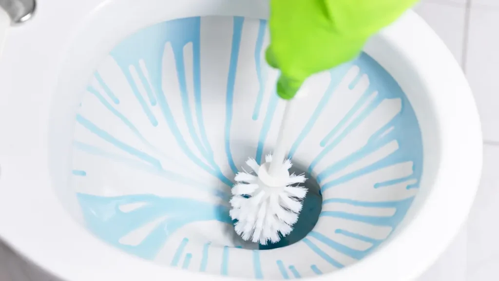7 melhores produtos para limpar vaso sanitário e cuidar melhor do banheiro pessoa limpando vaso sanitario com escova propria para este tipo de ação.