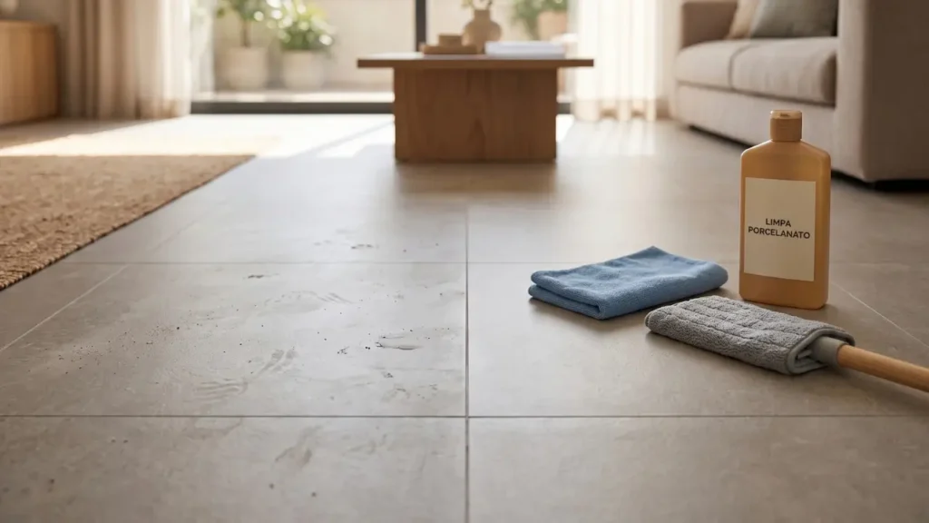 foco no piso porcelanato e como limpa-lo